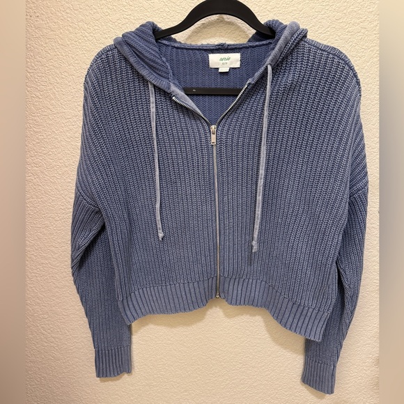 トップス ohotoro Zip Up Hoodie Knit Draw String Zip Up Cropped Hoodies Hooded Sweatshirts